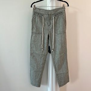 Green Striped Linen Pants